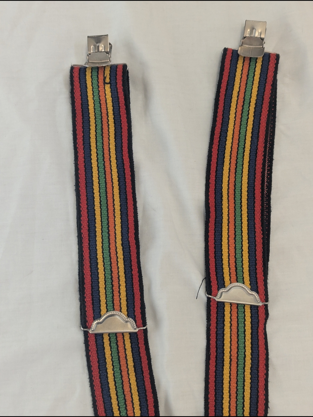 Vintage 70s Men's 2" Adjustable Multi-colored Striped Suspenders